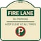 Signmission Fire Lane No Parking Keep Clear All Times Heavy-Gauge Aluminum Sign, 18" x 18", TG-1818-24004 A-DES-TG-1818-24004 - alternate 1